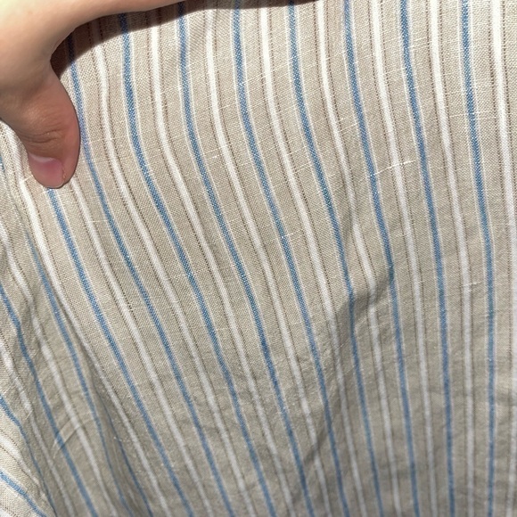 J. Jill Love Linen tan and blue striped drawstring casual pants size medium - Picture 5 of 7